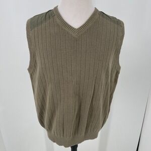Eddie Bauer Sport Shop Sweater Vest MENS Olive Green V Neck Pullover SIZE XL